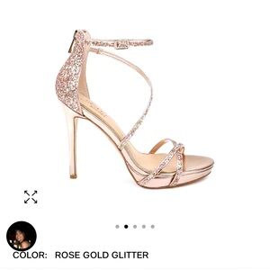 Gorgeous Badgley Mishka Stiletto sandals with platform. Rose gold. Brand new